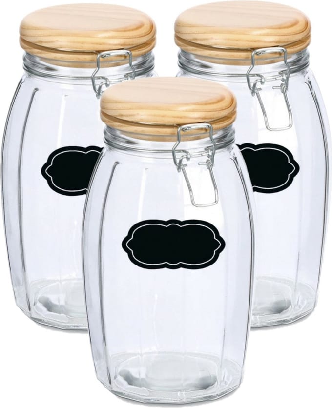 Weckpot/inmaakpot - 6x - 1.85L - glas - met beugelsluiting - incl. etiketten