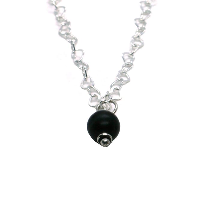Heaven Eleven - Dames - ketting - 925 - zilver - hartjes matte onyx - 40cm