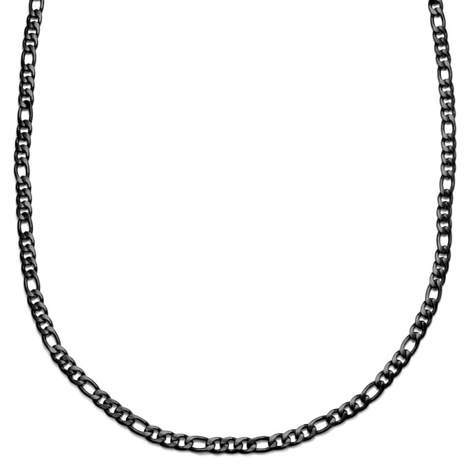 Essentials | 6 mm Gunmetal Zwarte Ketting met Figaro Schakels