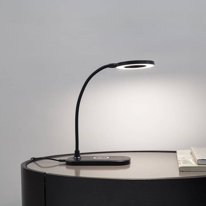 Lindby LED tafellamp Siona zwart CCT dimbaar laadstation