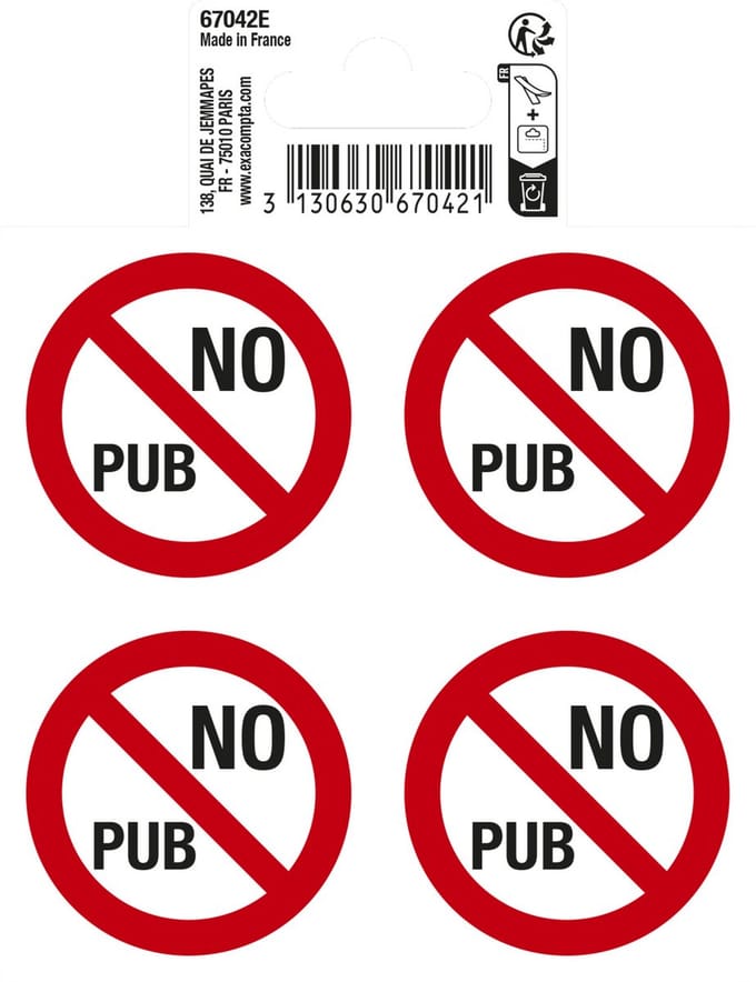 Exacompta 67042E Picto adhésif No pub (x4)