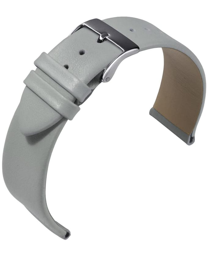 EULIT horlogeband - leer - 18 mm - grijs - metalen gesp