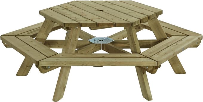 Talen picknicktafel zeshoek - 225 cm breed