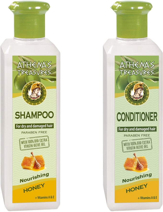 Athena’s Treasures - Honey Duo Set - Shampoo & Conditioner - Droog & Beschadigd Haar - 2 x 250ml