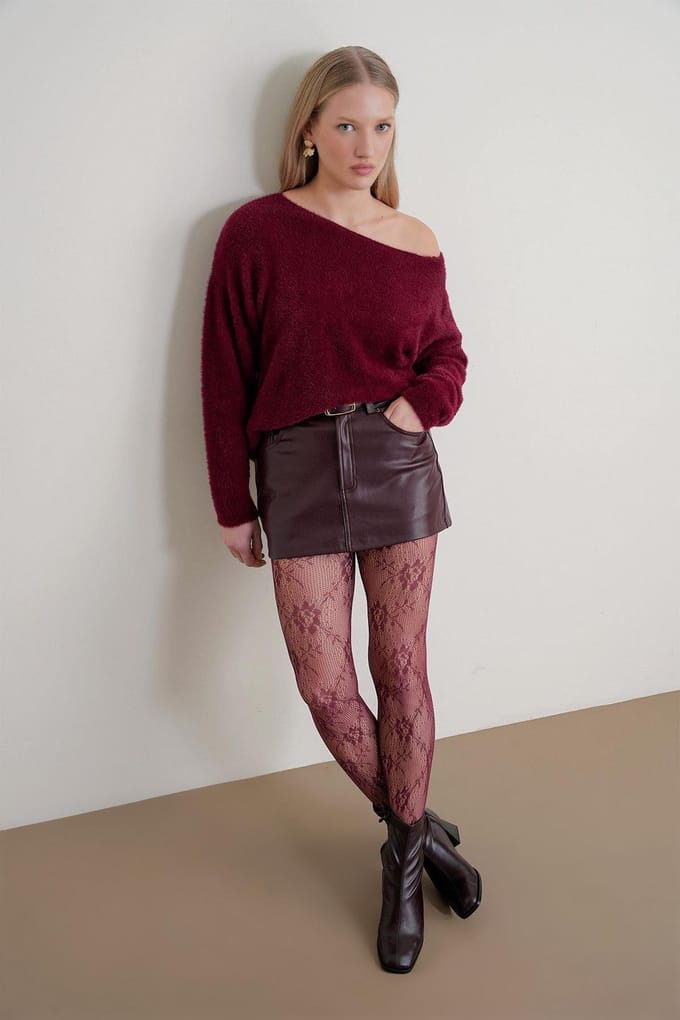 Asymmetrische Kraag Gebreide Trui