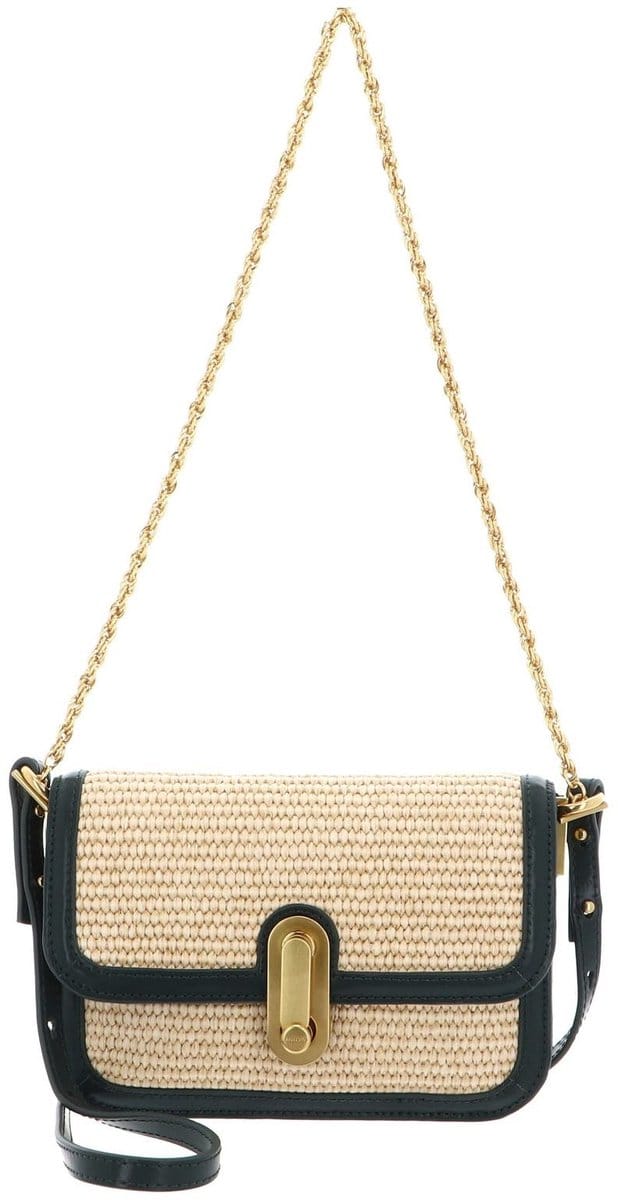 Ted Baker Schoudertas Twist Lock Detail Raffia Crossbody Bag Mid Green Beige
