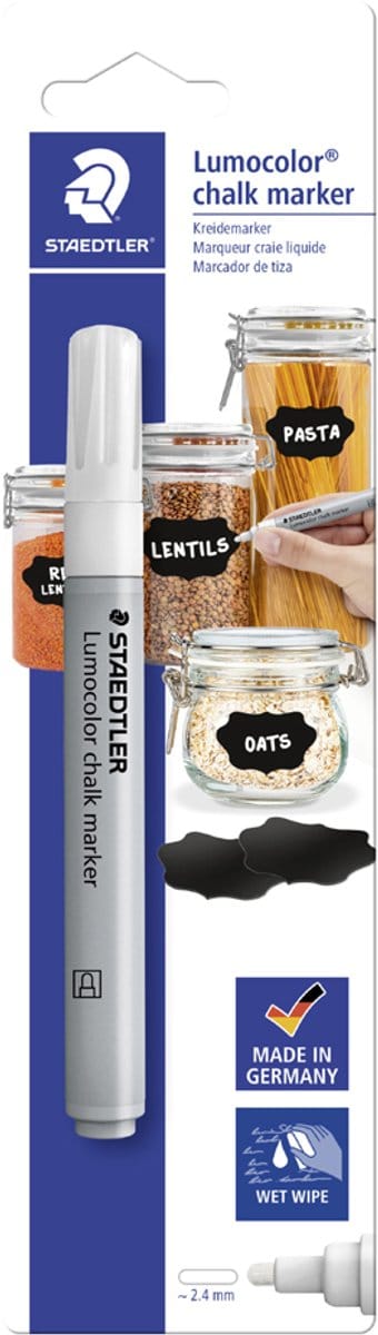 STAEDTLER Lumocolor krijtmarker wit 2,4mm ronde punt