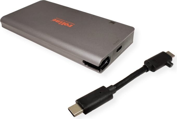 ROLINE USB Type C docking station, HDMI 4K, VGA, 2x USB 3.2 Gen 1, LAN, PD, kaartlezer