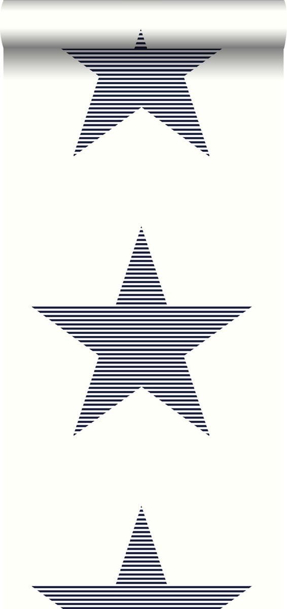 Walls4You behang grote ster donkerblauw - 935287 - 53 cm x 10,05 m
