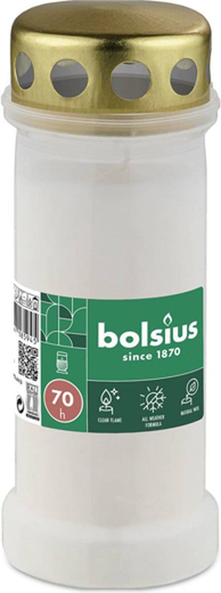 24 stuks Bolsius graflichten wit transparant met regen deksel nr. 6 173/67 (70 uur)