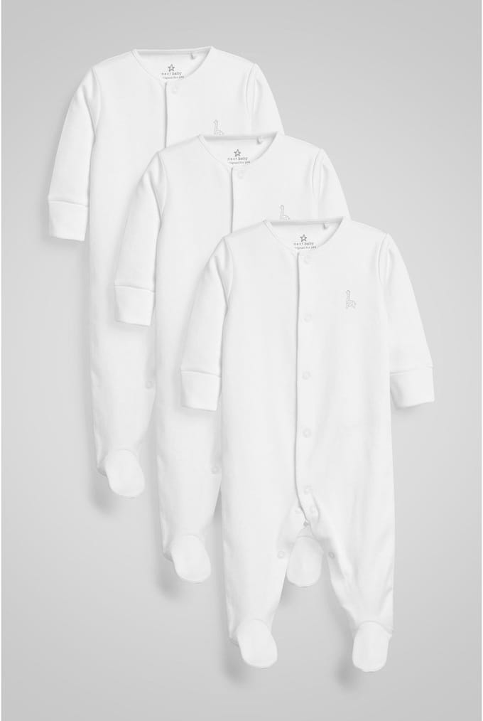Next - Pasgeboren unisex - Set van 3 babypyjama's van 100% katoen - Wit