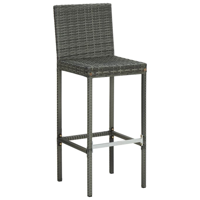 vidaXL - Tuinbarkrukken - met - kussens - 2 - st - poly - rattan - grijs