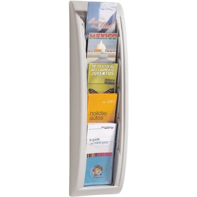 Paperflow Quickfit folderwandhouder, 5 vakken in DIN 1/3 A4 formaat, B 168 x D 95 x H 650 mm, polystyreen, wit