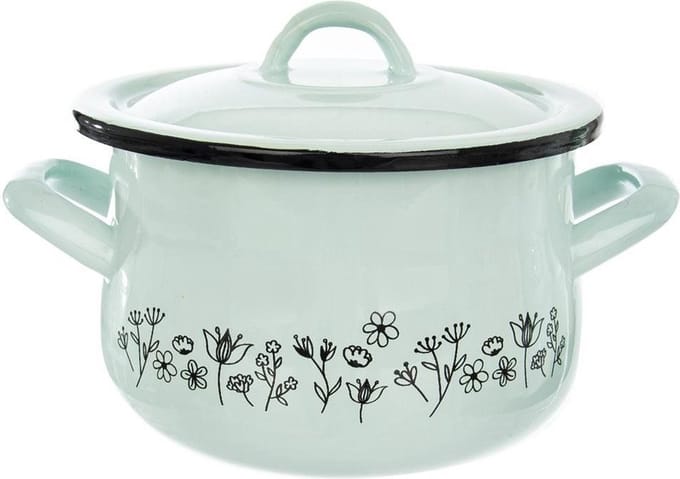 Kookpan Geëmailleerde met Deksel Blauw LOUKA 16 cm, 2,3 l - Kookpot - Soeppan