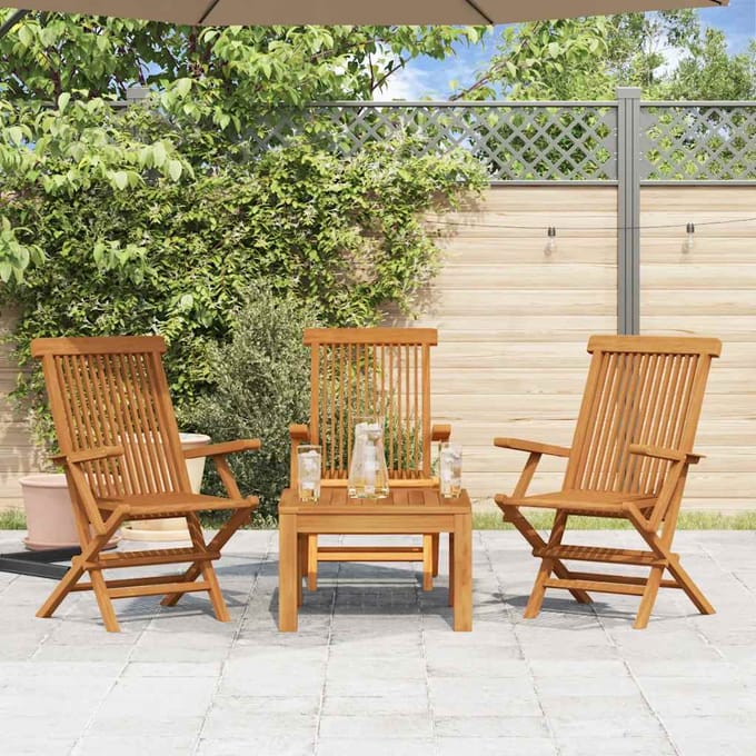 vidaXL - Inklapbare - stoelen - 3 - st - massief - teakhout