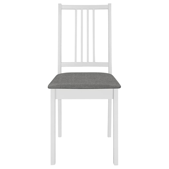 vidaXL - Eetkamerstoelen - met - kussens - 6 - st - massief - hout - wit