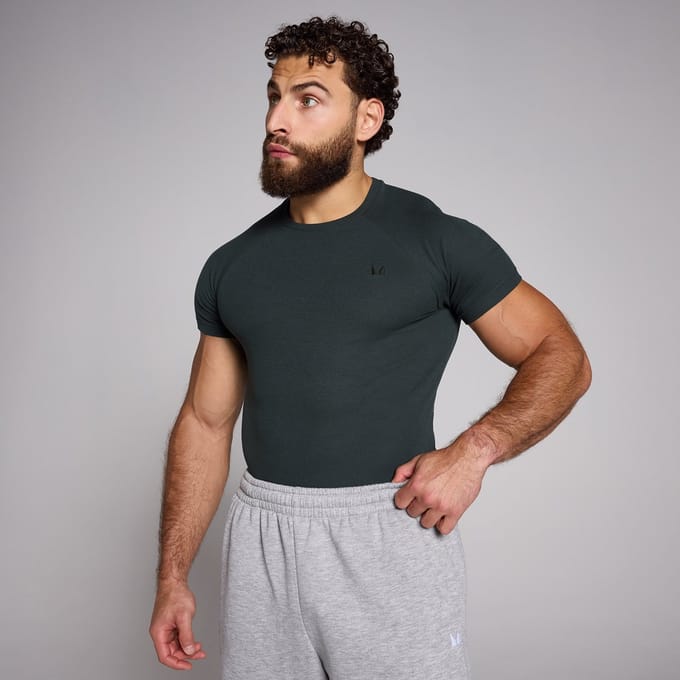 MP Origin geribd spieraccentuerend T-shirt voor heren - Verwassen zwart - M