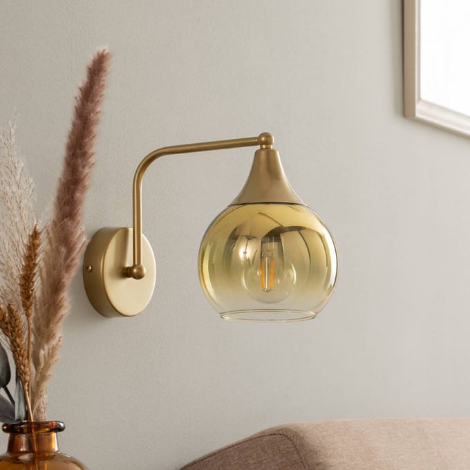 Eko-Light Wandlamp Monte van glas, 1-lamp, goud