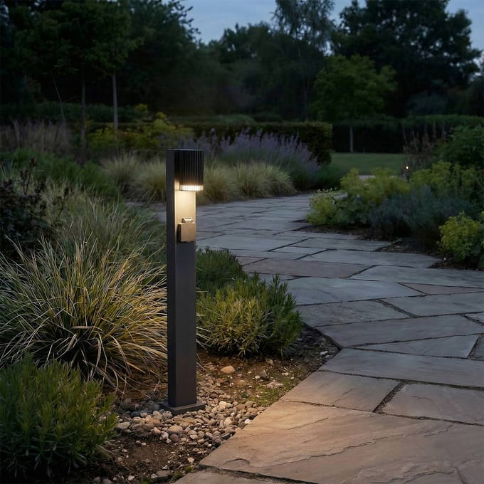 Lindby - Tuinpad verlichting - 1licht - Aluminium, polycarbonaat - H: 80 cm - GU10 - zwart, wit