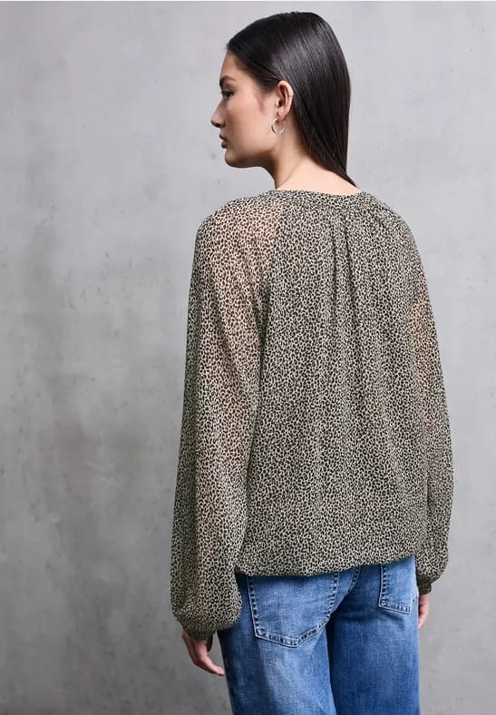 Chiffon leo blouse met rits
