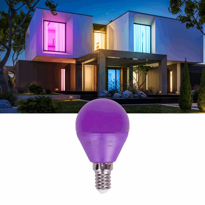 Kogellamp E14 paars | kleine fitting LED lamp 4W=30W gloeilamp | 230V