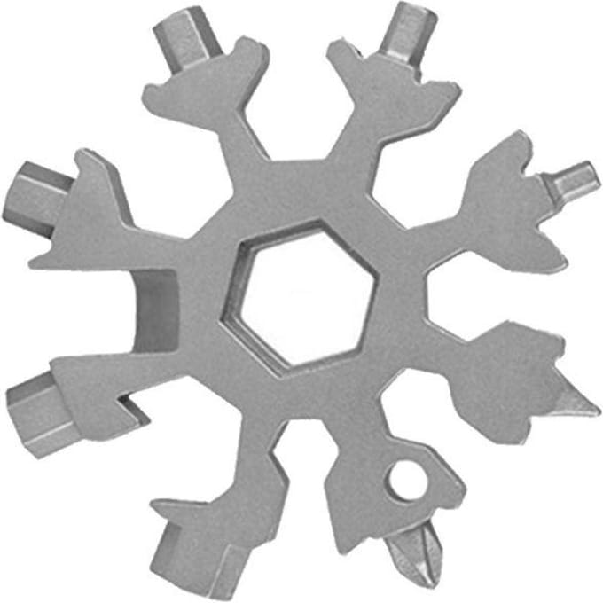 Carte à outils flocon de neige 18 en 1, clé à tournevis multifonctionnelle en acier inoxydable blanc