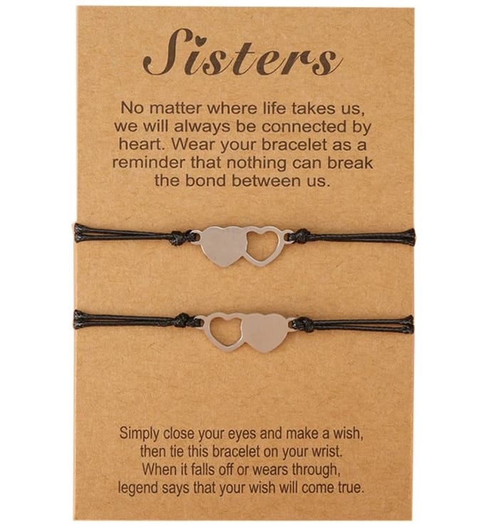 Verzilverd Hartjes Armband Set - 2 Stuks - Zus - Sister - EmmyRovi