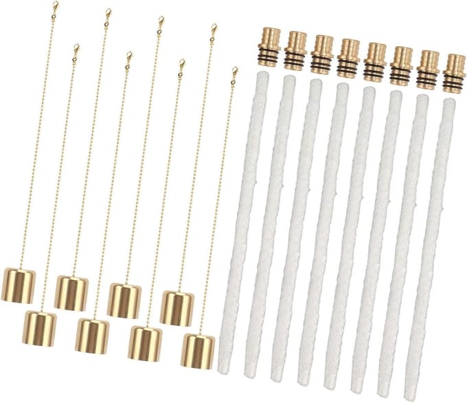 Fakkel Wick Set 8 stuks | Messing Torch Holders en Olielamp Wicks | Voor Tuin en Patio