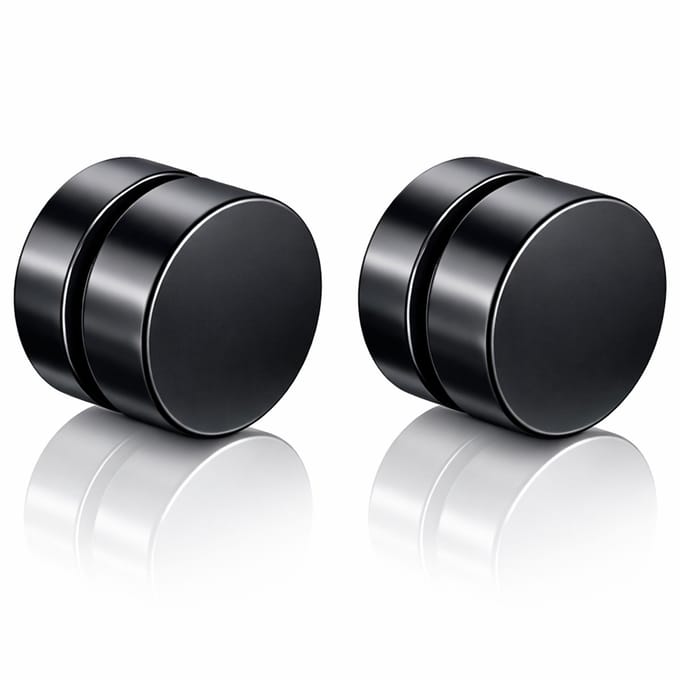 Magnetische Stud oorbellen Zwart 8mm