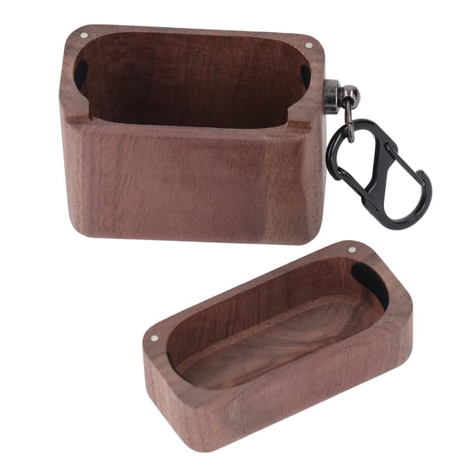Bluetooth Oordopjes Case Cover Houten Case Microfiber Voering Handgemaakt Valbestendig Draadloos gray