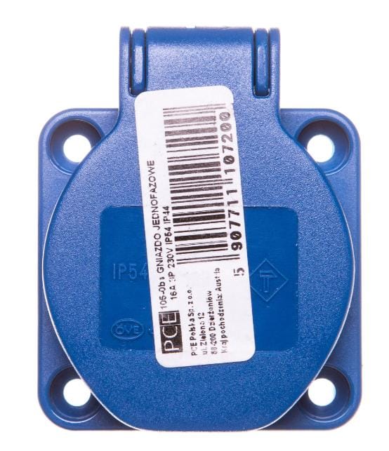 Wandcontactdoos 10/16A 2P+Z Schuko 230V Blauw Ip54 105-0Bs
