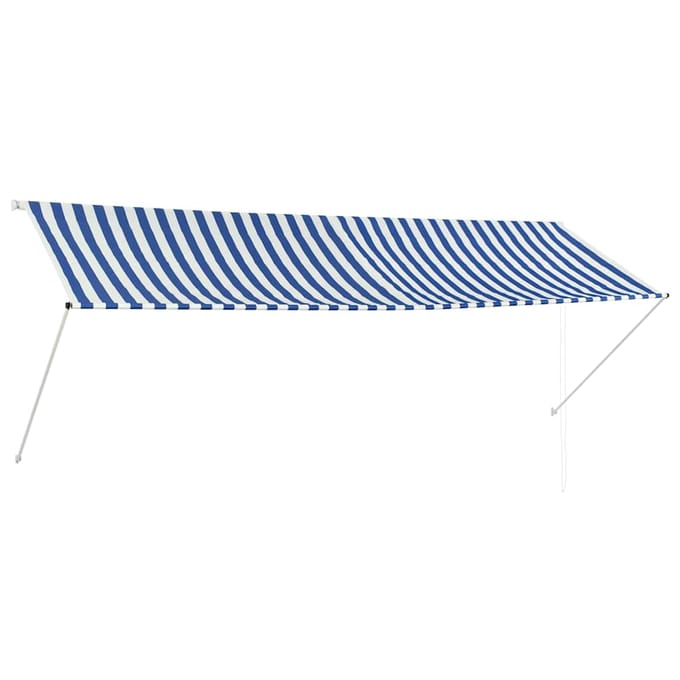 vidaXL - Luifel - uittrekbaar - 350x150 - cm - blauw - en - wit