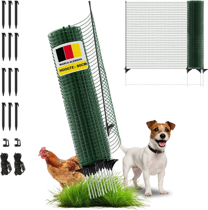Horizont FIX - Omheiningsnet - 80cm Hoog - 20m Lang - Groen - Verplaatsbaar net