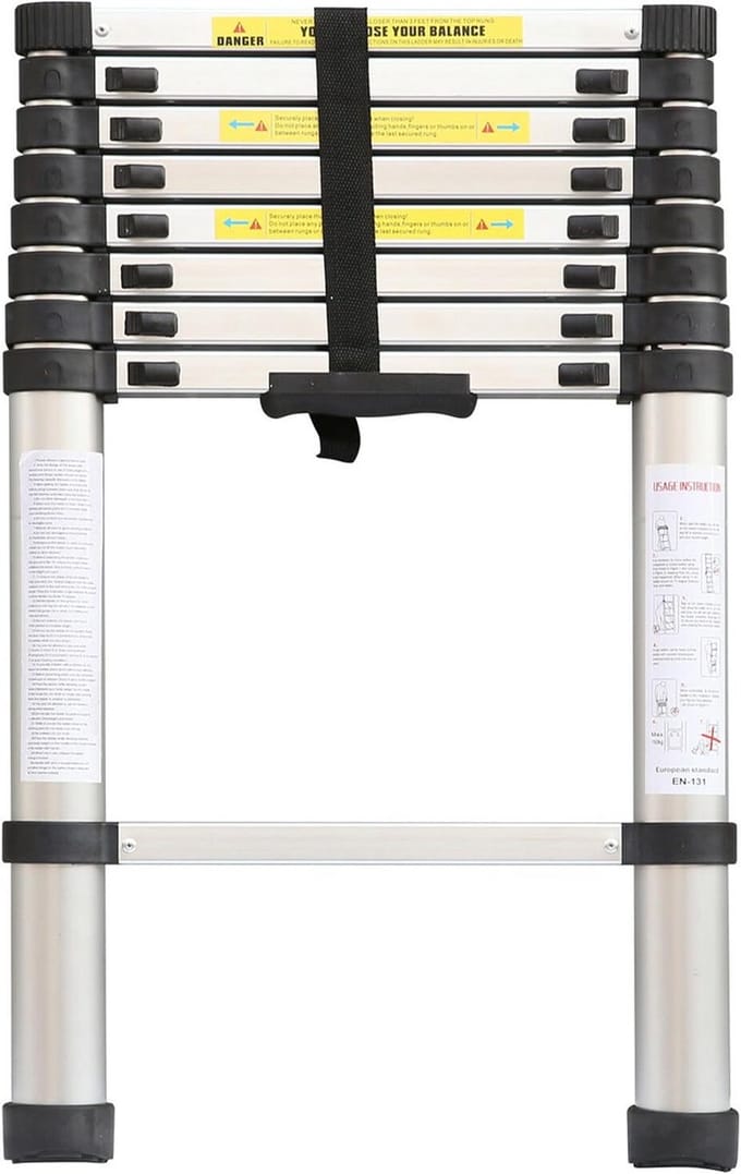 Aluminium Telescoopladder 2,6 Meter - Opvouwbaar, Draagbaar & Multifunctioneel