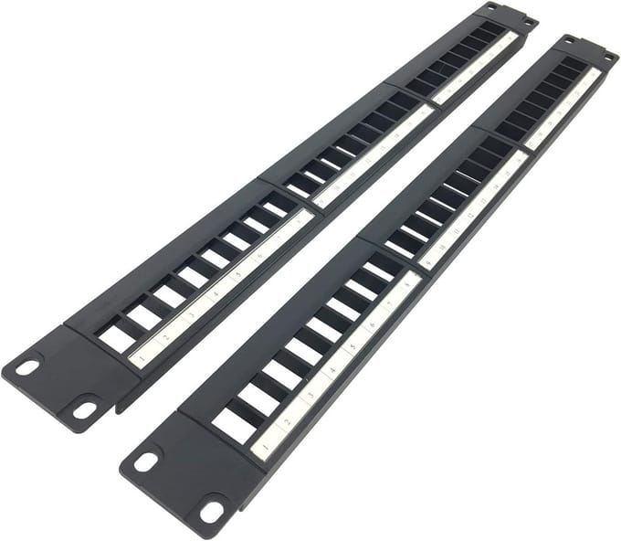 2 Pack of 24 Port Blank Keystone Patch Panel-1U Rackmount or Wall Mount UTP Patch Panel for Keystone Jacks-19" Multimeadia Patch Panel