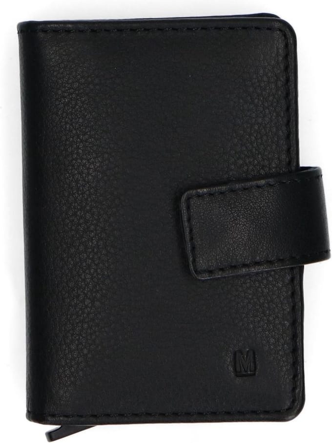 Manfield - Unisex - Zwart leren pasjeshouder - Maat 1