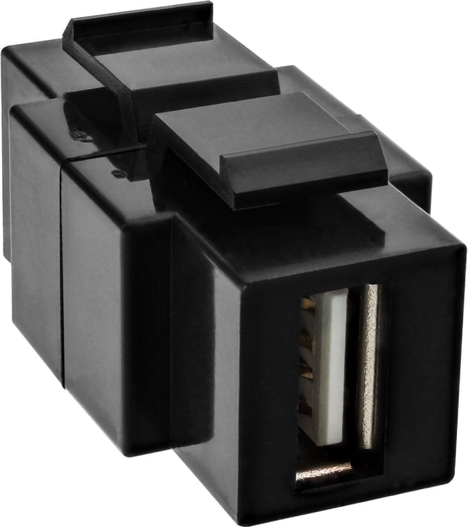 InLine® USB 2.0 snap-in inzetstuk, USB A stekker/ B stekker, zwarte behuizing