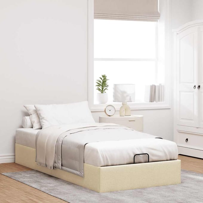 vidaXL - Bedframe - zonder - matras - 80x200 - cm - stof - crèmekleurig