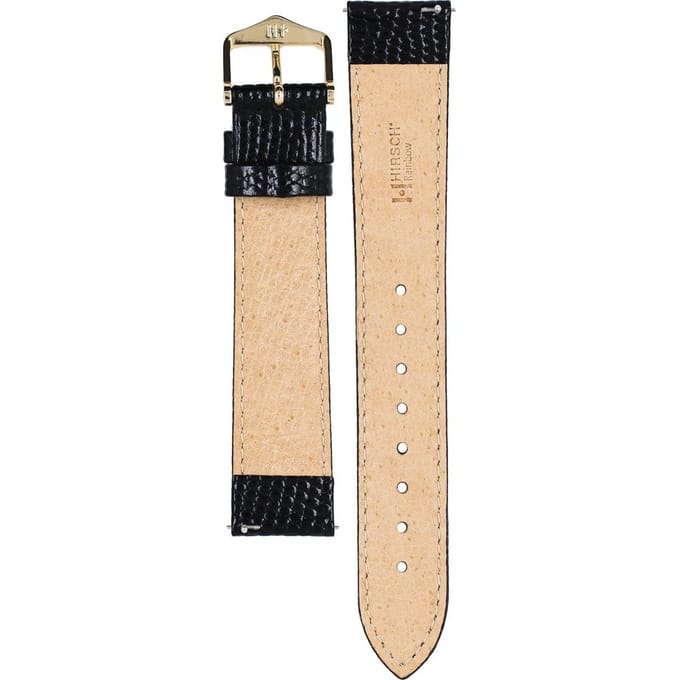 Hirsh Horlogeband -  Rainbow Zwart - Leer - 18mm