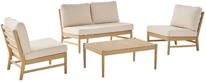 sweeek - Loungeset van acaciahout met 4 zitplaatsen - lunari