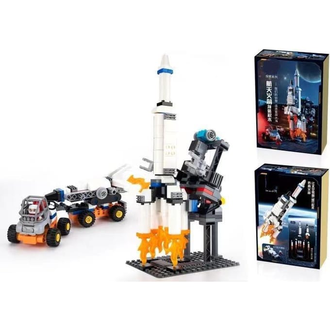 Navette Spatiale Fusée Aviation Grosse Particule Jouet d'Assemblage Éducatif pour Enfants Garçon Blocs de Construction 33.5*14*10cm
