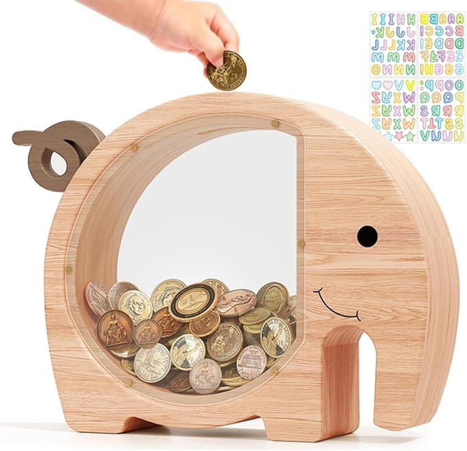 Solidchoice - Houten Spaarpot met Olifant Ontwerp voor Kinderen