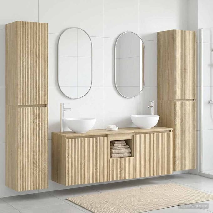 vidaXL - Badkamermeubel - Set - 5 - st - Sonoma - Eiken - 33 - x - 34,5 - x - 160 - cm