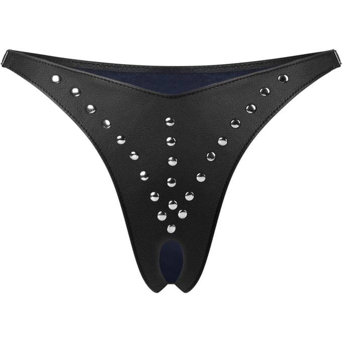 Rimba Bondage Play - Leren Slip Met Open Kruis Versierd Met nieten.