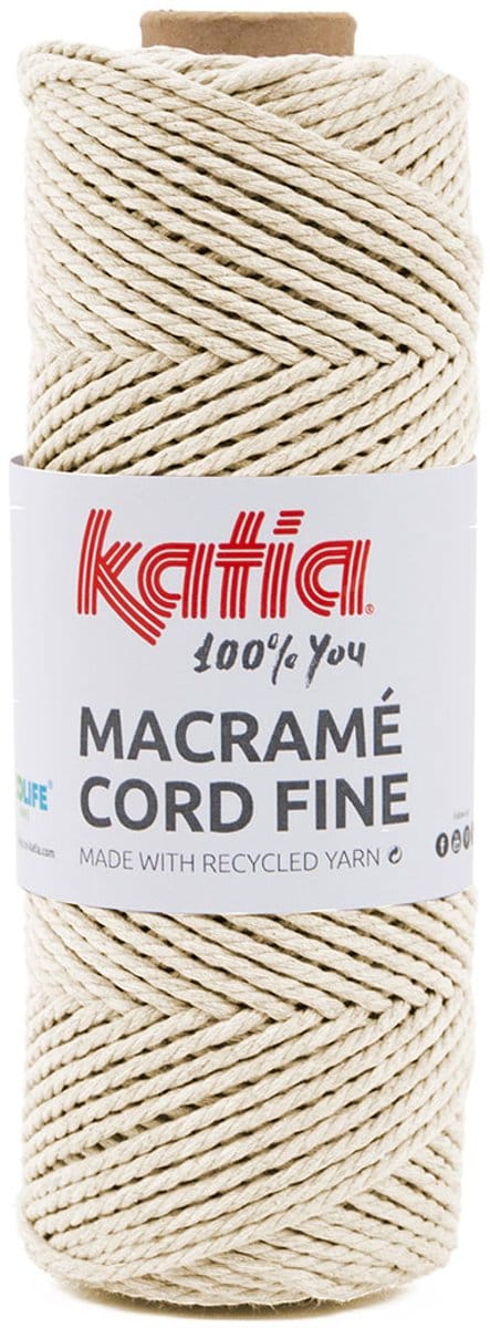 Katia Macramé Cord Fine - 206 Ecru - Gerecycled Katoenmix Garen