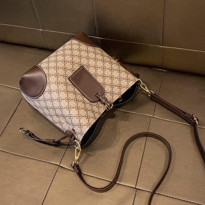 Tas Dames Mode Emmer Tas Bedrukte Schoudertas Mode Textuur Diagonale Tas brown