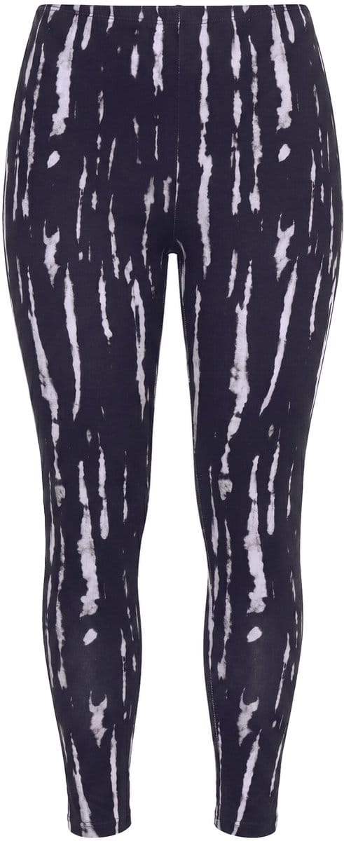MIAMODA - Dames - Legging tight fit batikpatroon elastische tailleband - Zwart - Maat 44