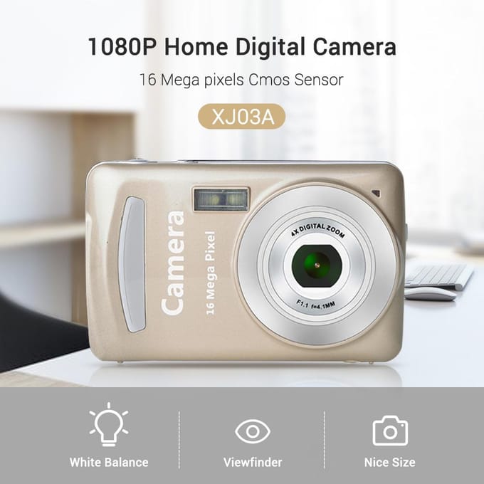 HD 1080P Home Digitale Camera Camcorder 16MP Digitale SLR Camera 4X Digitale Zoom met 1,77 Inch LCD goud