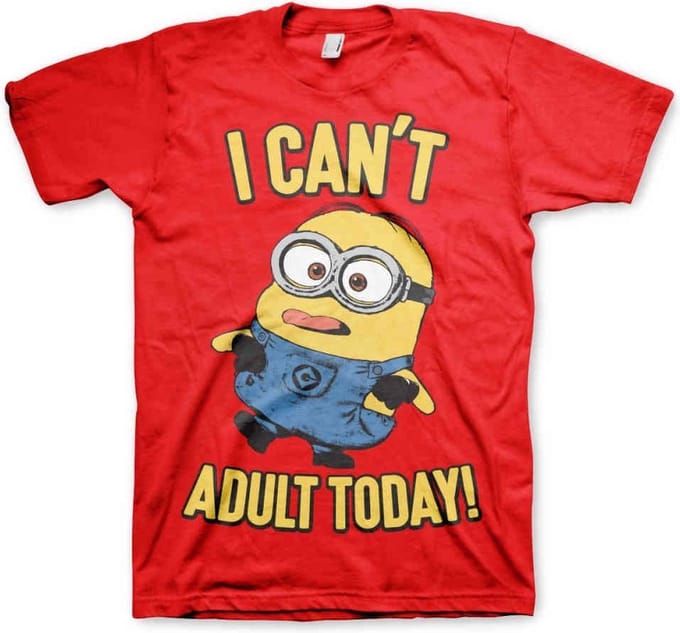 Minions Heren Tshirt -L- I Can't Adult Today Rood