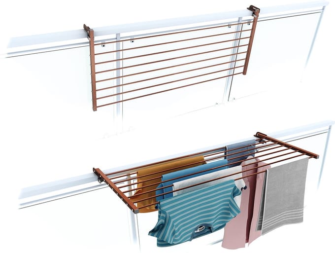 Foxydry Duo 118 cm droogrek balkon - corten - rechthoekige reling
